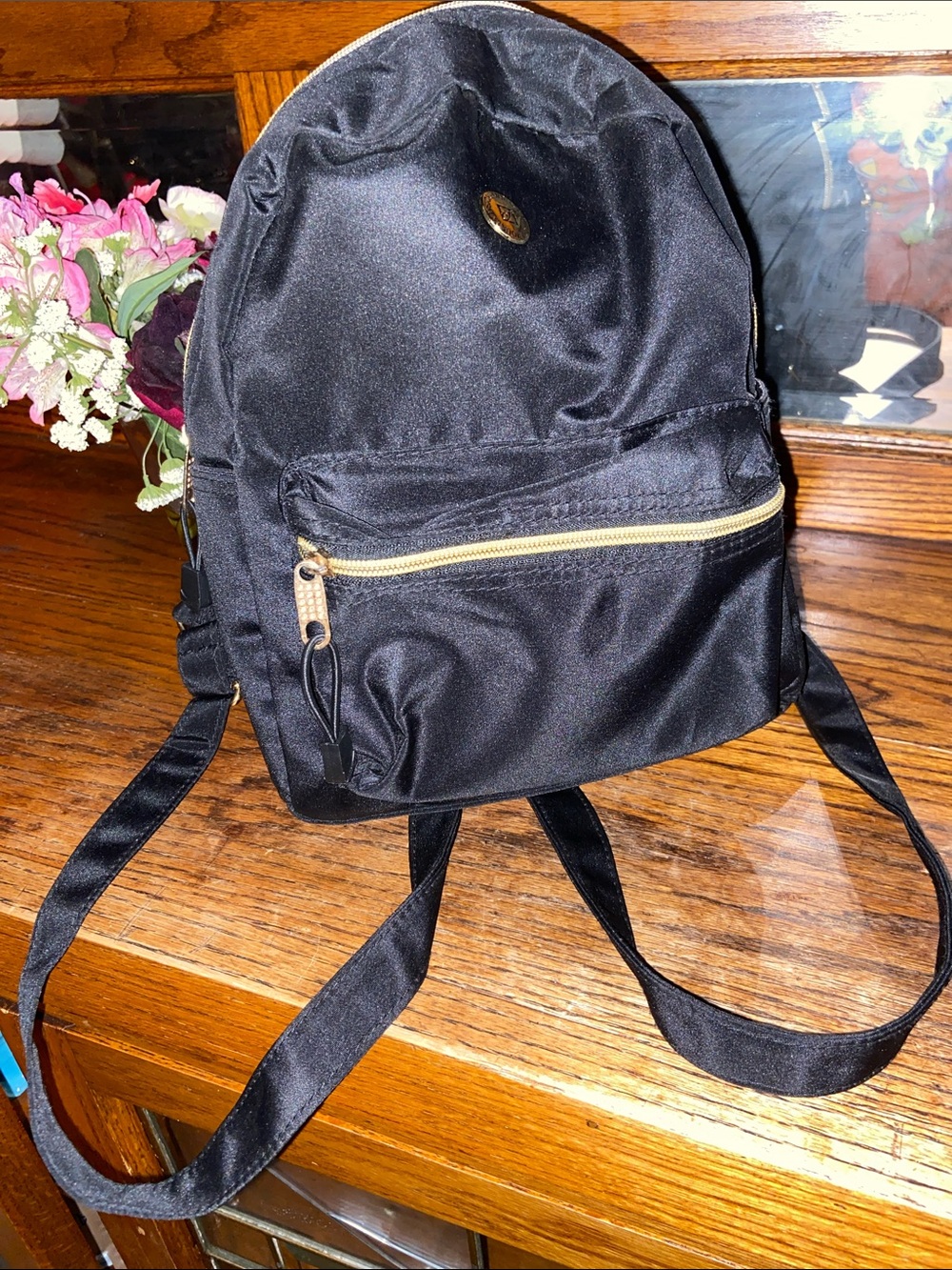 Stone Mountain Accessories Black Mini Backpack with Gold Zippers